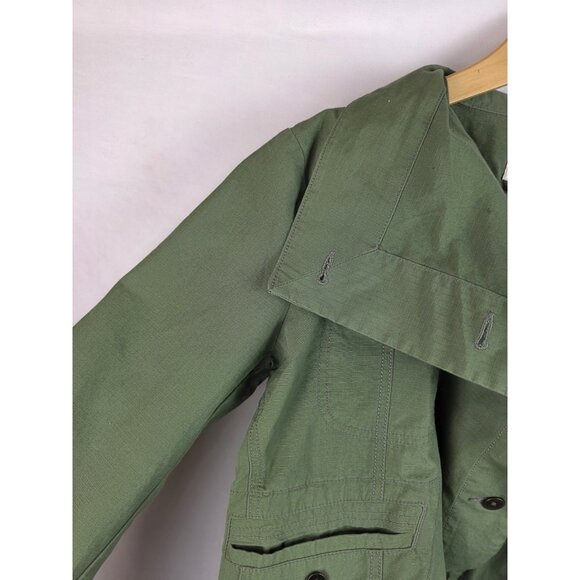 Eddie Bauer Ripstop Women's Jacket Size Large Green Cropped Military Coat - Picture 12 of 16